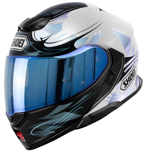 Výklopná helma na motorku s modým plexi