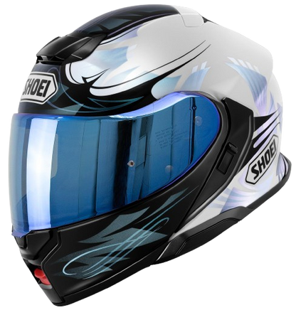 Výklopná helma na motorku s modým plexi