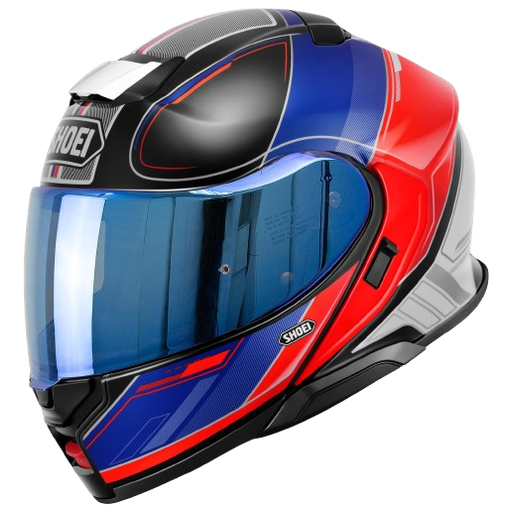 Výklopná helma na motorku s modrým plexi